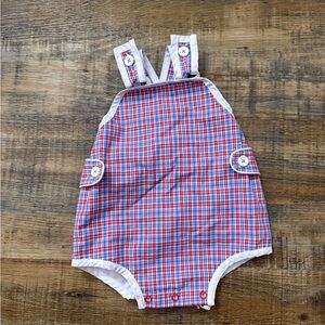 The Beaufort Bonnet Company Red, Blue & White Plaid Baby One-Piece